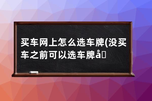 买车网上怎么选车牌(没买车之前可以选车牌吗)